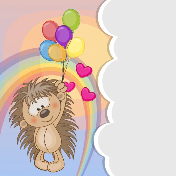 Erizo con globos — Vector de stock