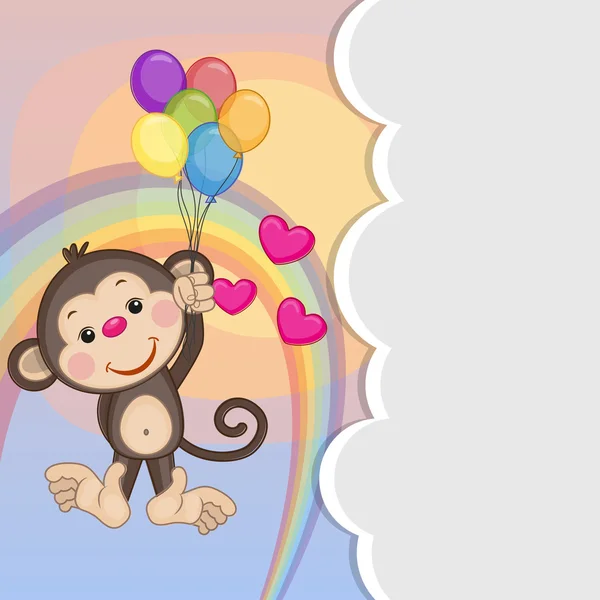 Mono con globos — Vector de stock