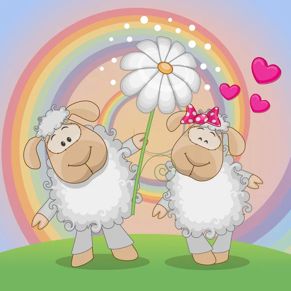 Zwei Schafe — Stockvektor