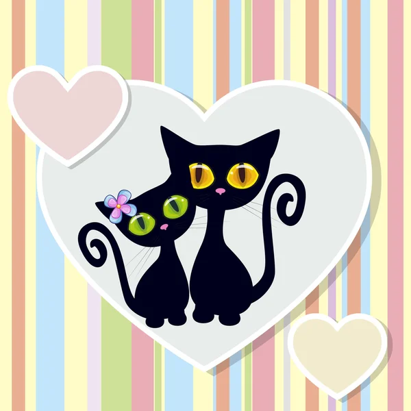 Two Black Cats — Stock Vector