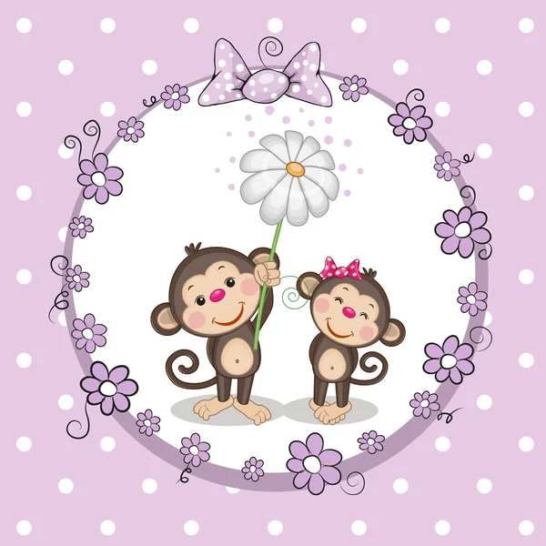 Two Monkeys — Stock Vector