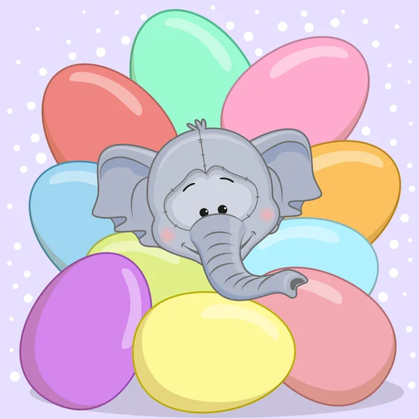 Elefante con huevos — Vector de stock