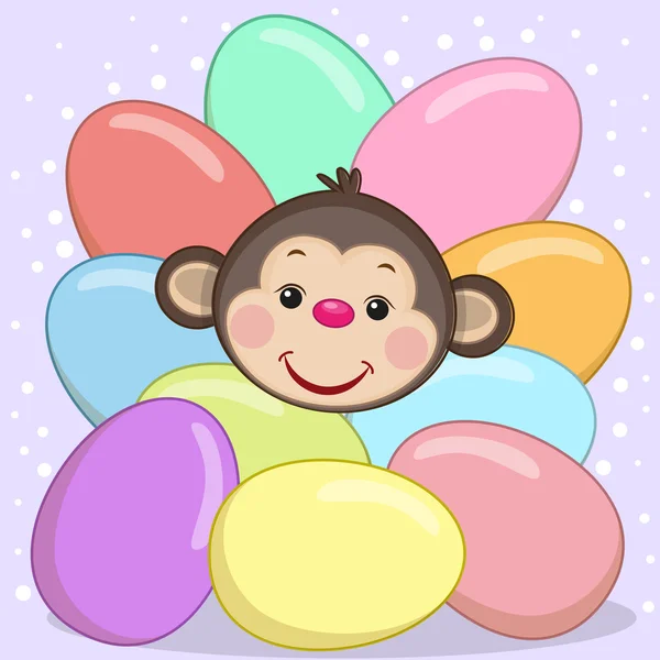 Monkey with eggs — Stock Vector