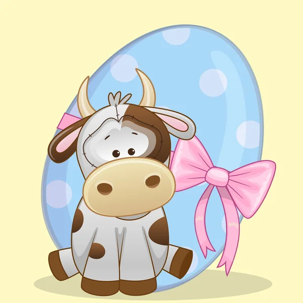 Cow with egg — Stock Vector