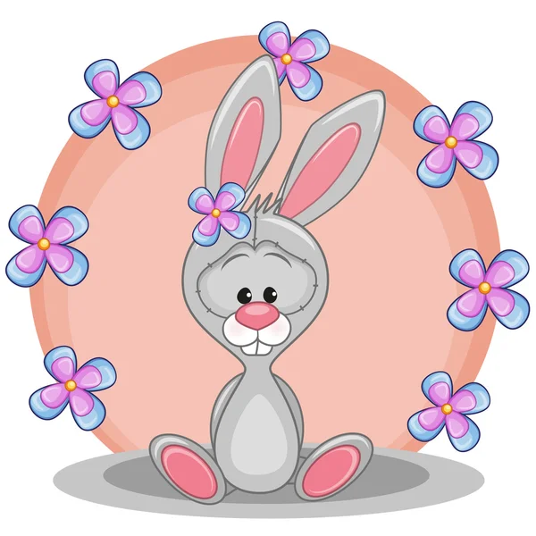 Bunny met bloemen — Stockvector