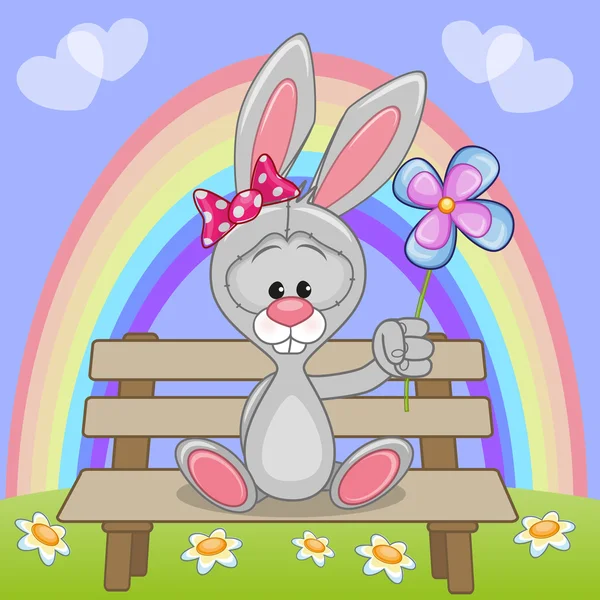 Bunny met bloem — Stockvector