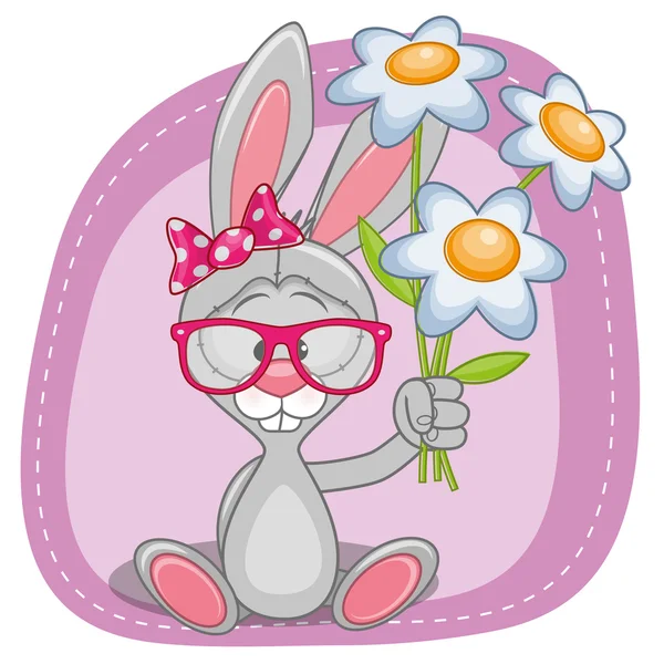 Bunny met bloemen — Stockvector