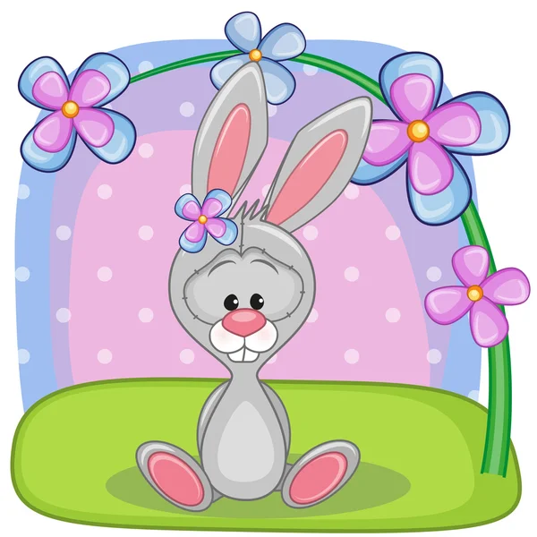 Lapin avec des fleurs — Image vectorielle