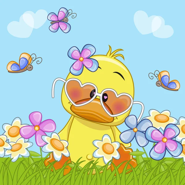 Canard aux fleurs — Image vectorielle