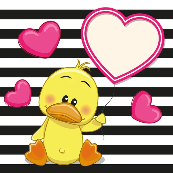 Duck with heart frame — Stock Vector