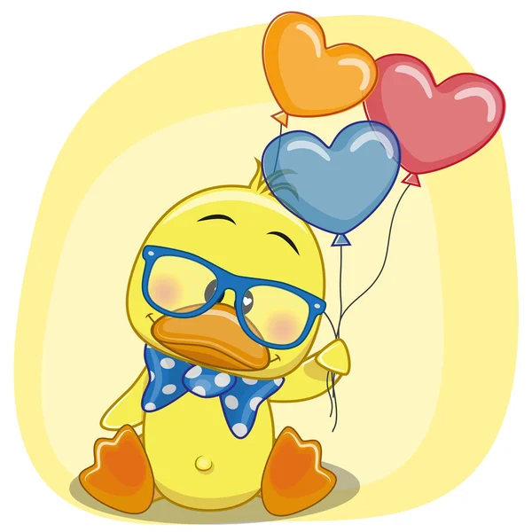 Duck with balloons — Stock Vector