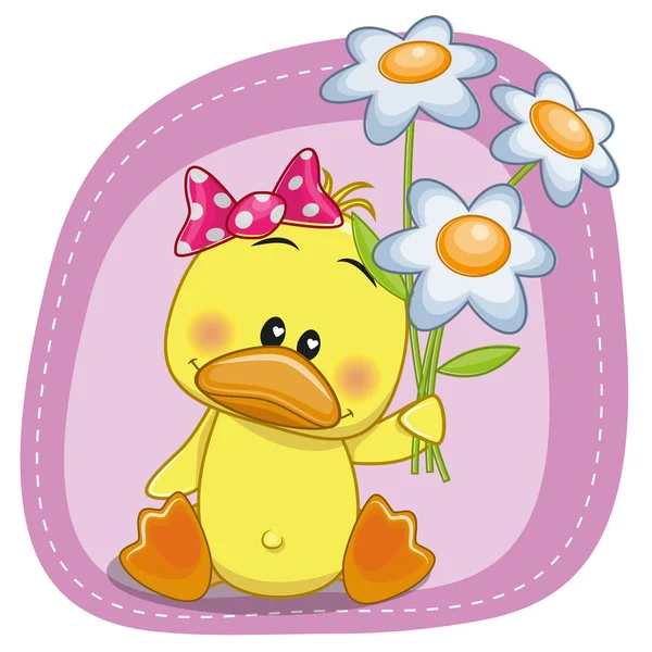 Duck with flowers — Stock Vector