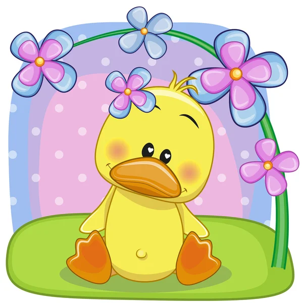 Pato con flores — Vector de stock