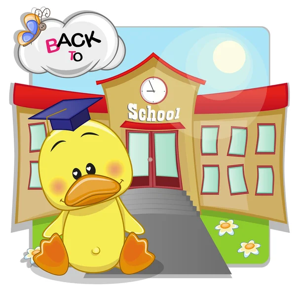 Ente und Schule — Stockvektor