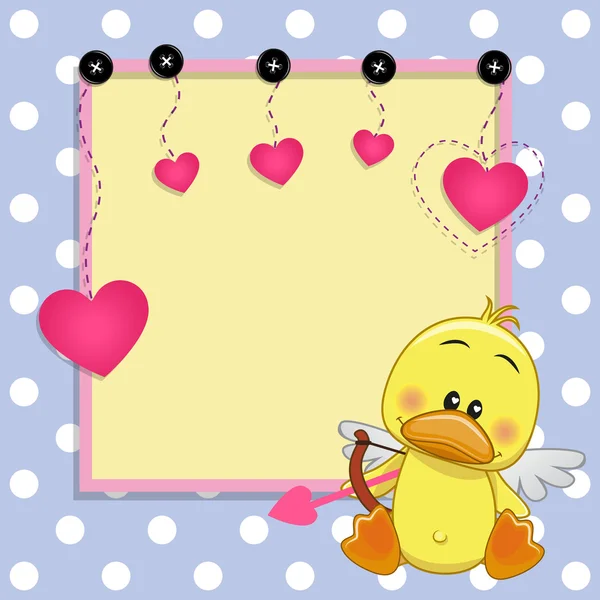 Pato de Cupido con marco — Vector de stock