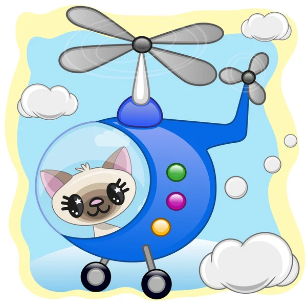 Gato en helicóptero — Vector de stock