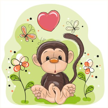 çiçekleri ile maymun