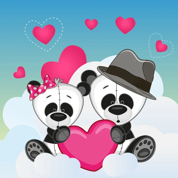 Amantes Pandas — Vector de stock