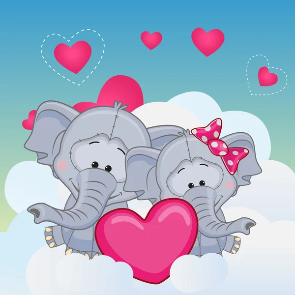 Lovers Elephans — Stock Vector
