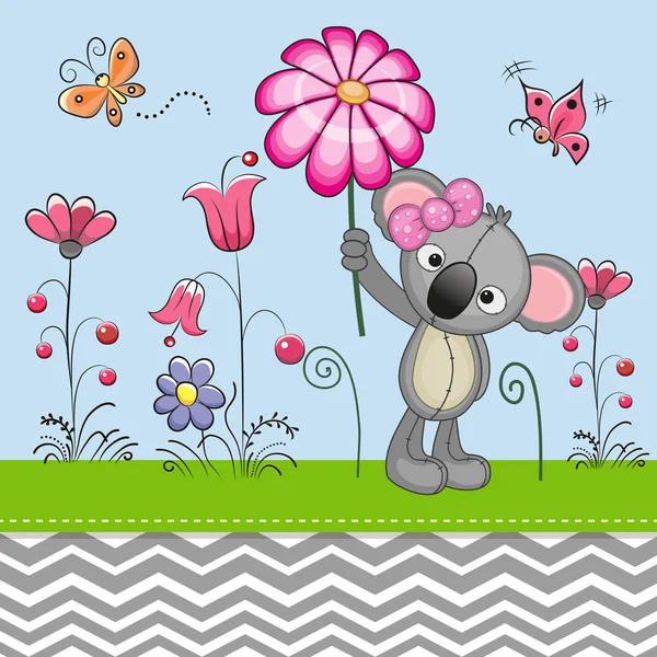 Koala lindo con una flor — Archivo Imágenes Vectoriales