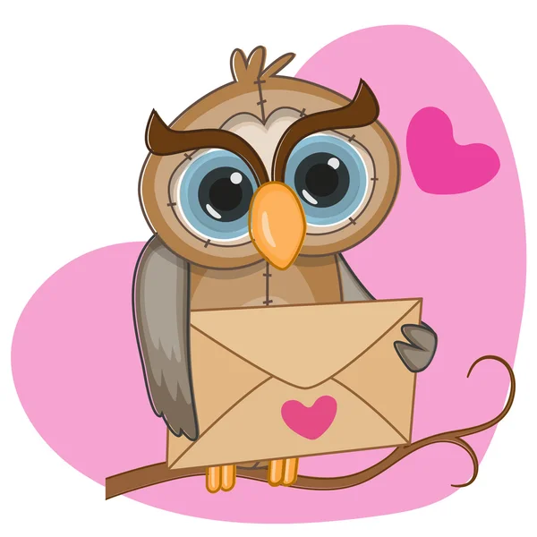 Hibou avec enveloppe — Image vectorielle