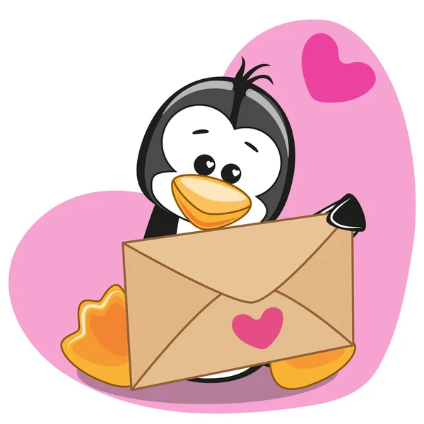 Pinguïn met envelop — Stockvector