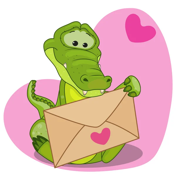 Crocodile with envelope — Stock Vector