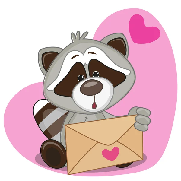 Raccon avec enveloppe — Image vectorielle