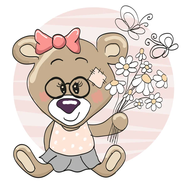 Oso con flores — Vector de stock