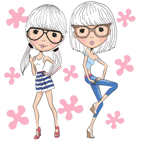 Dos chicas. — Vector de stock