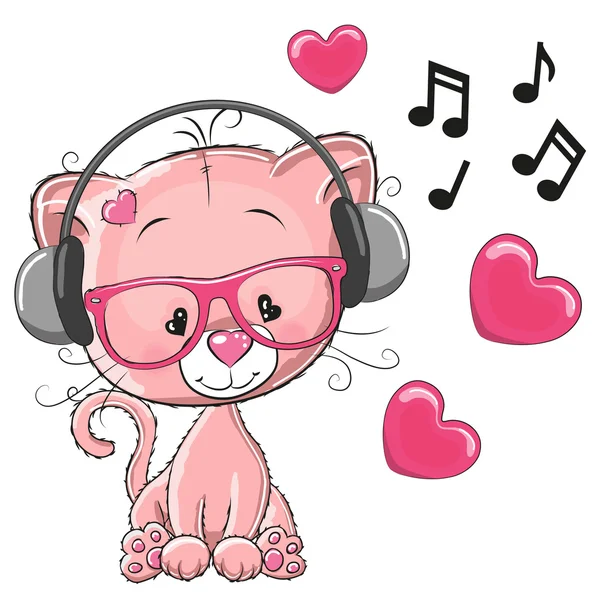 Cat with headphones — Stock Vector