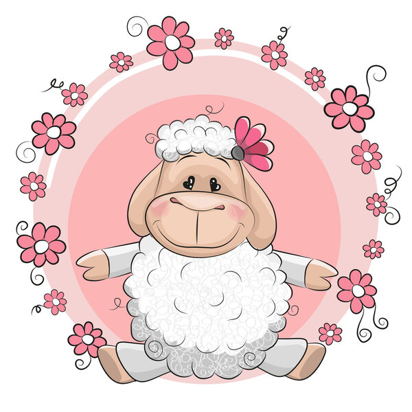 Sheep with flowers