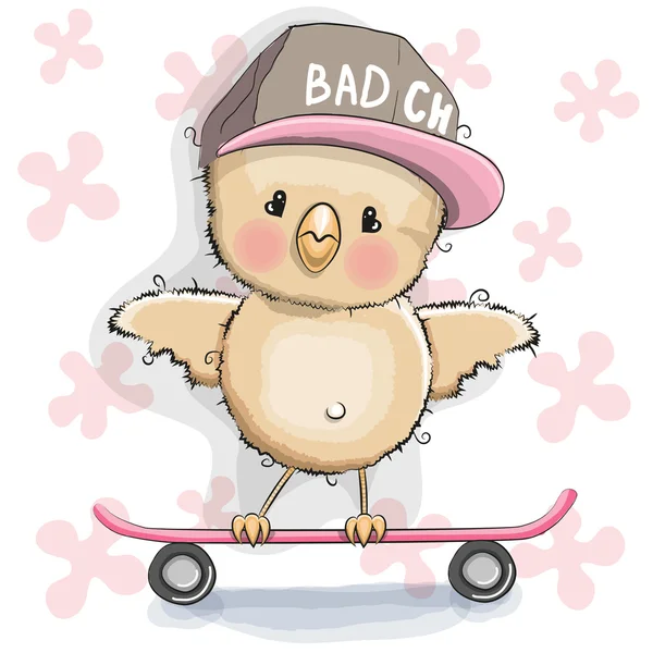 Kyckling med skateboard — Stock vektor