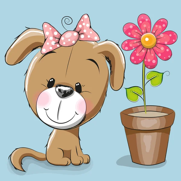 Pes s květinou — Stockový vektor