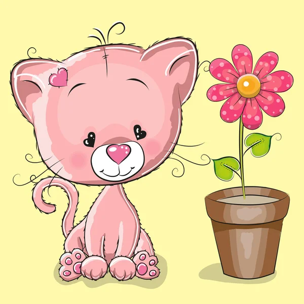 Gattino con fiore — Vettoriale Stock