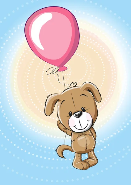 Puppy with balloon — Stock Vector