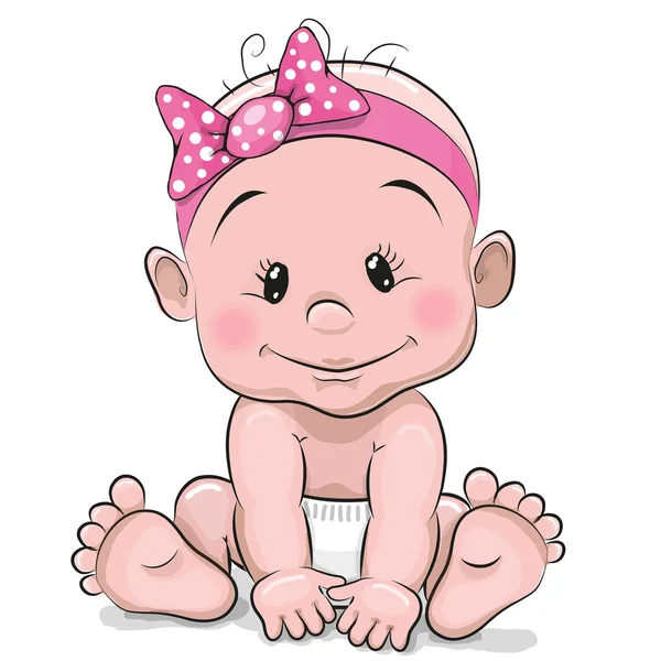 Cute cartoon baby girl — Stock Vector