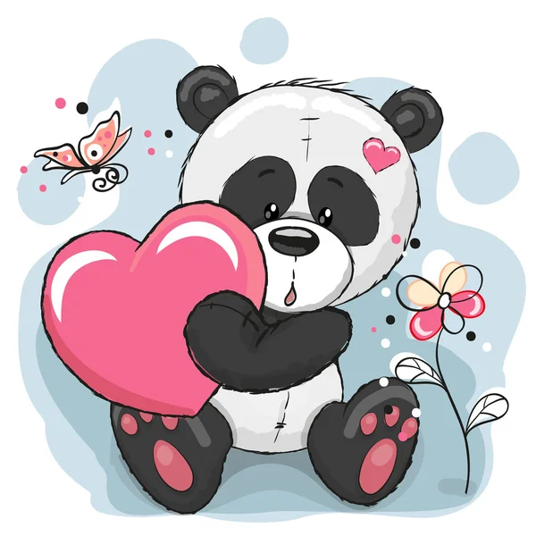 Panda avec coeur — Image vectorielle