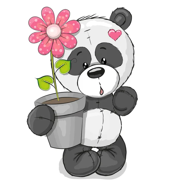 Panda avec fleur — Image vectorielle