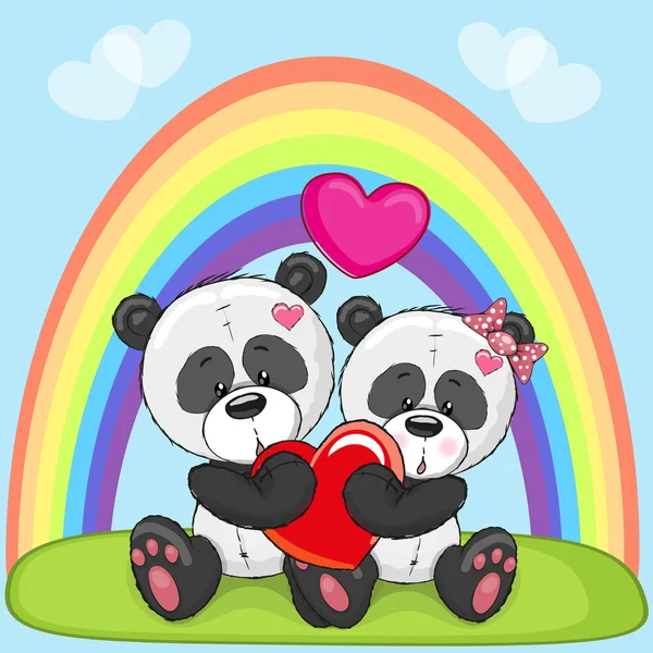 Amoureux Pandas — Image vectorielle