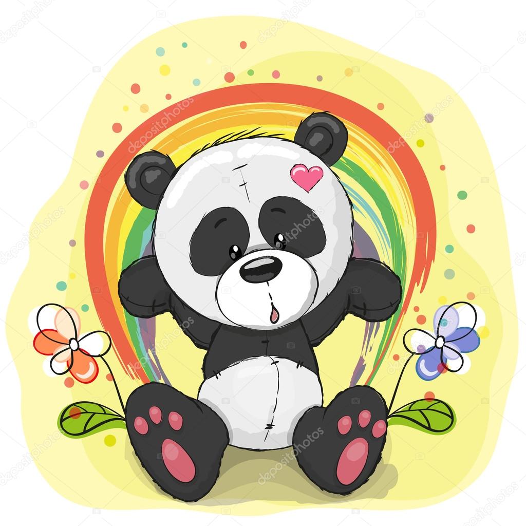 Panda with rainbow