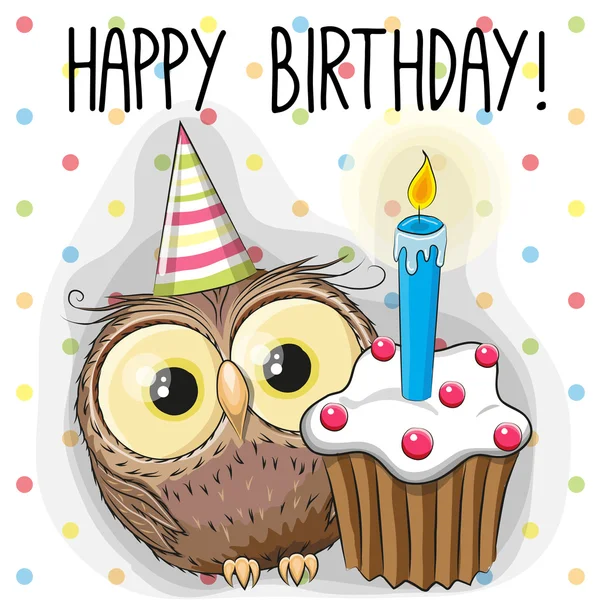 Owl with cake — Stock Vector