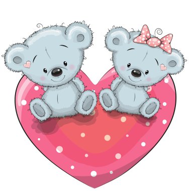 Bir kalp üzerinde iki ayı