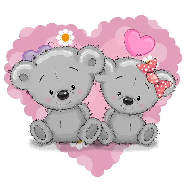 Δύο αρκούδες σε μια καρδιά — Διανυσματικό Αρχείο