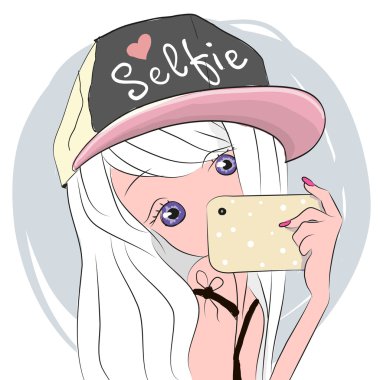 Kız selfie hale getirir.