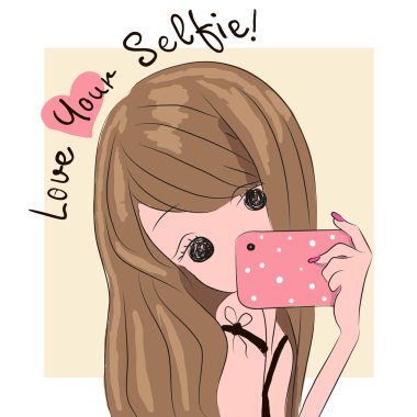 Kız selfie hale getirir.