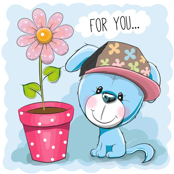 Σκυλί με λουλούδι — Διανυσματικό Αρχείο