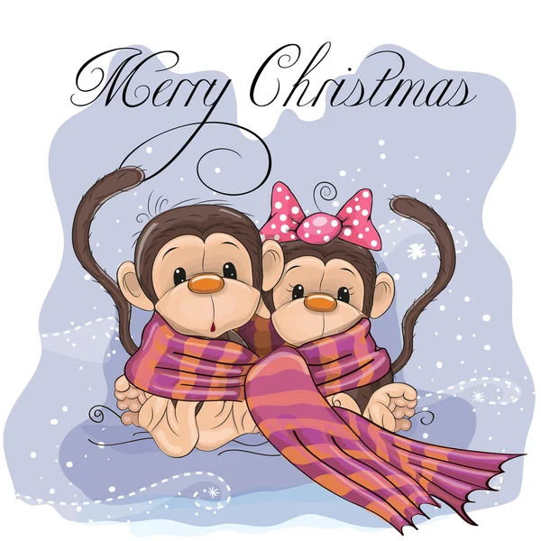 Dwa cute małpy — Wektor stockowy