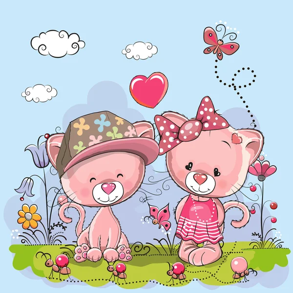 Cute Lovers gattini — Vettoriale Stock