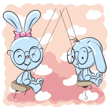 Sevimli tavşanlar salıncak üzerinde